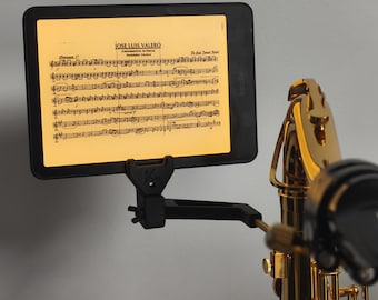 Support pour saxophone alto et ténor avec porte-téléphone portable ou support pour liseuse | Partitions numériques | Concerts et défilés