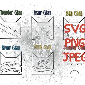 Symboles de clan de chat guerrier Téléchargement instantané PNG/SVG/JPEG (fond sans paillettes)