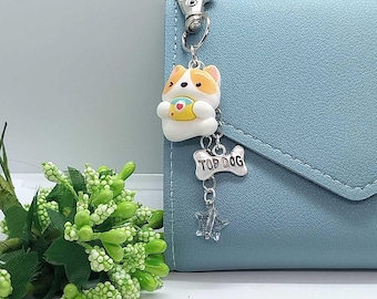 Corgi Kawaii Keychain | Handmade Cute Dog Bag Charm | Animal Accessory for Purses and Bags