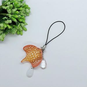 Stingray & Droplets Phone Charm: Handmade Ocean Accessory