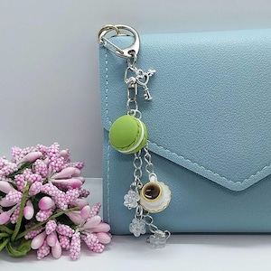 Macaron Keychain Gift for Her – Cute Bag Charm – Kawaii Accessory Handmade