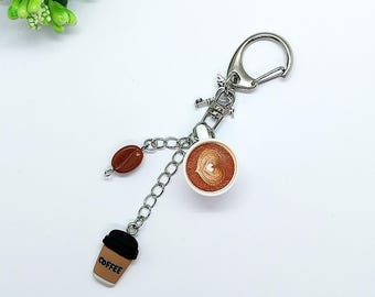 Handmade Coffee Charm Keychain: Coffee Lover Gift