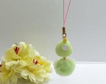 Pingente de telefone Kawaii Green Monster – Acessório feito à mão
