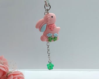 Charms for phone | Cute Pink Bunny - For Keys- For Bags - For Backpacks - Gifts for girls