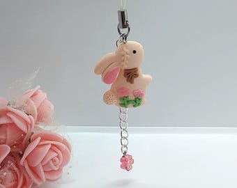 Charms for phone | Cute Pink Bunny - For Keys- For Bags - For Backpacks - Gifts for girls