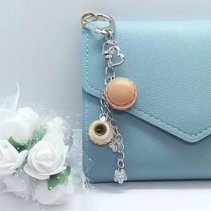 Keychaine - Macaron a Cup of Coffee - Handmade - Accessory - Cute Gift - For Bags - In a Gift Box