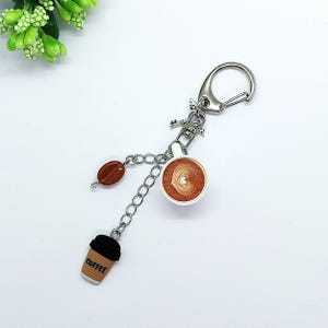 Porte-clés - Joli porte-clés café - Fait main - Accessoire - Joli cadeau - Pour des sacs - Dans une boîte cadeau