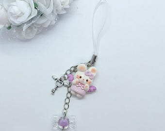 Kawaii Bunny Phone Charm | Y2K Bag, Key, Backpack Accessory