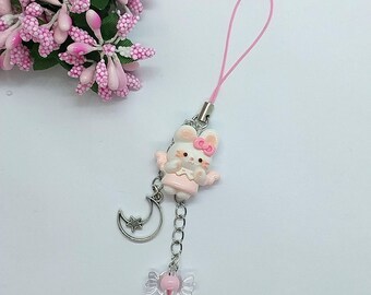 Pingente de celular com estampa de animal kawaii – Acessório fofo feito à mão | Pingente de bolsa | Presente para ela | Edição limitada | Em caixa de presente