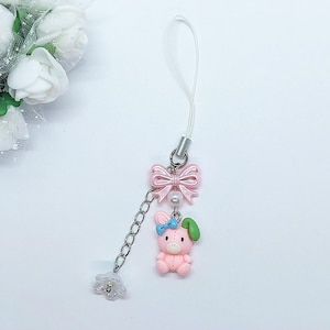 Charms | Cute Pink Rabbit with Bell - Charms for phone - For Keys- For Bags - For Backpacks - Gifts for girls