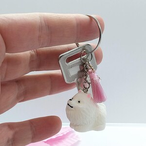 Key Ring - Cute Dog White - Handmade - Accessory - Cute Gift - In a Gift Box