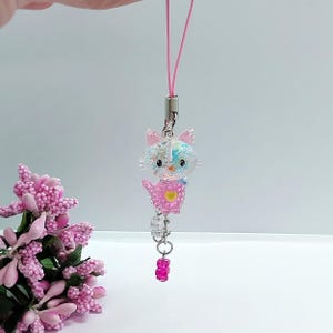 Charms for phone - Cute Shiny Kitten - Handmade - Accessory - Cute Gift - For Keys- For Bags - For Backpacks - In a Gift Box