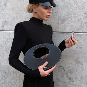 Sac à main en cuir véritable avec bandoulière réglable, sac en cuir italien noir, sac à bandoulière unique pour femme