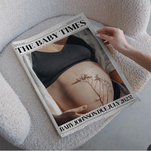 Baby Shower Newspaper, Large Newspaper Template, Pregnancy Announcement Newspaper, Pregnancy Reveal Newspaper, Editable Canva Template