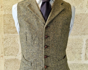 Herrenweste aus 100 % Wolltweed mit Revers | Weste im englischen Landhausstil | Vintage-Weste aus der Serie Peaky Blinders | Ottavio Nuccio