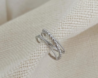 Anello aperto con perline in argento sterling 925