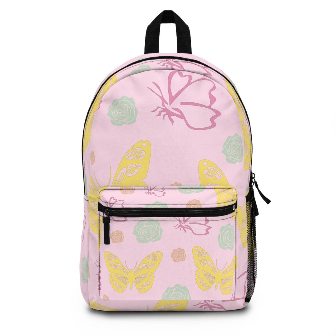 Butterfly Raffines Rucksack Butterfly Backpack: Floral Pattern School Bag, Teen Travel Rucksack - Etsy