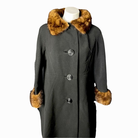 1950 Black Vassar Creation Modern Deb Wool Coat W… - image 1