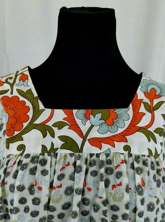 1970 Tunic Top Hippie Chic Boho Blouse Floral Prin