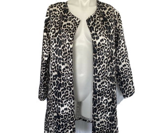 Cheetah Print Rain Coat Lightweight  Slicker Long Sleeves Pockets 1990s Size Medium
