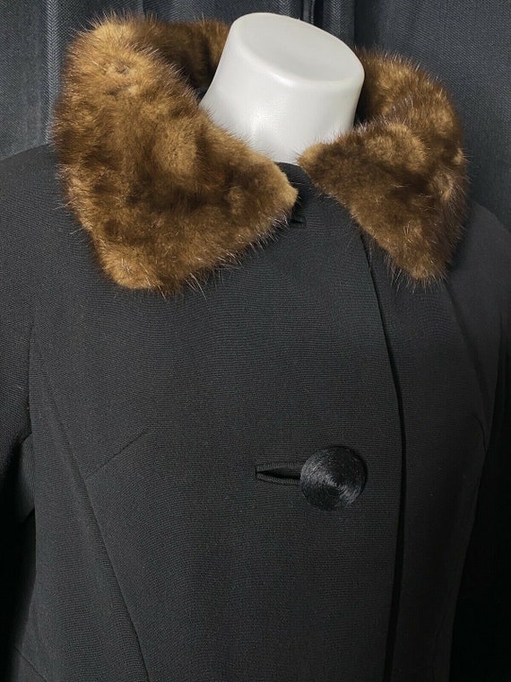 1950 Black Vassar Creation Modern Deb Wool Coat W… - image 5