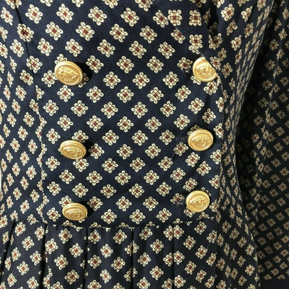 Lanz 1980 Navy Blue Work Dress Geometric Gold But… - image 4