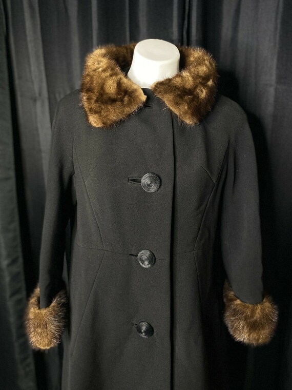 1950 Black Vassar Creation Modern Deb Wool Coat W… - image 7