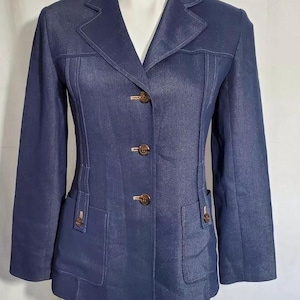 Vintage 70s Chambray Jacket: Lightweight Denim-Look, Pockets - Size Medium