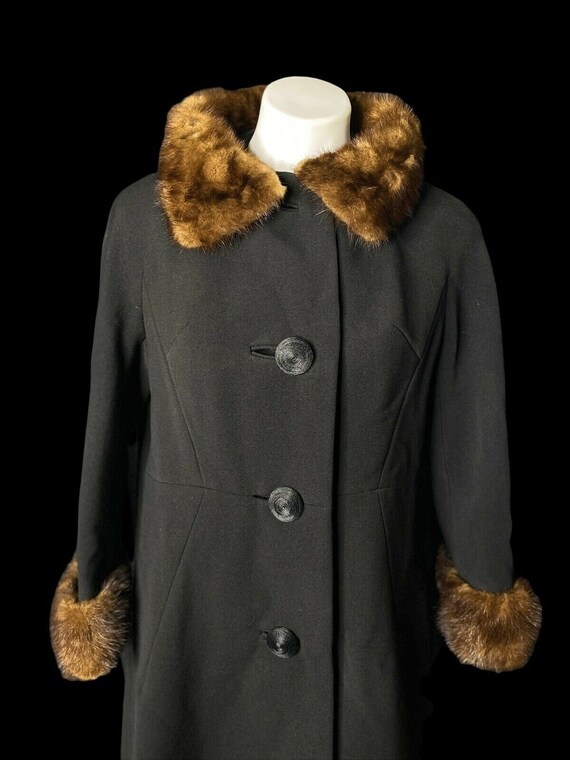 1950 Black Vassar Creation Modern Deb Wool Coat W… - image 3