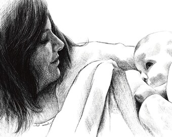 Personalized breastfeeding portrait (on paper)