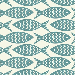 Green Fish Fabric on Beige, Digital Print Fabric ,Upholstery Fabric for furniture, sofa, chair, bench, tablecloth, tablerunner, outdoor