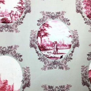 Pink Toile Fabric Digital PrintFabric, Upholstery Fabric for furniture, sofa, chair, Bench, curtains, tablecloth, tablerunner, outdoor
