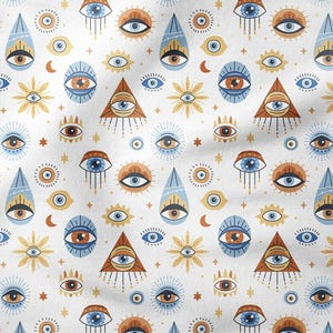 Evil Eye Fabric, Upholstery Fabric by the yard, Digital Printed Fabric , Furniture Fabric, sofas, chairs, bench, tablecloth, curtains