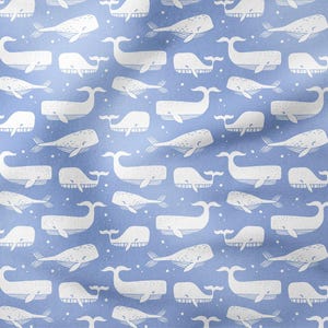 Blue Whale Fabric, KidsFabric, Baby Fabric, Microfiber Upholstery fabric , Nursery fabric, Upholsery fabric by the yard