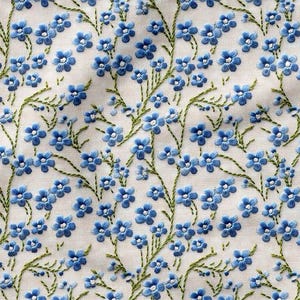 3D Wide Vibrant Blue Floral  Embroidery Pattern Digital Print Fabric , Upholstery Fabric for  furniture, sofa, chair, bench, couch
