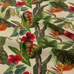 3D Tropical Leaf Fabric, Upholstery Fabric by the yard, Digital Printed Fabric ,Furniture Fabric, sofa, chairs, bench, curtains