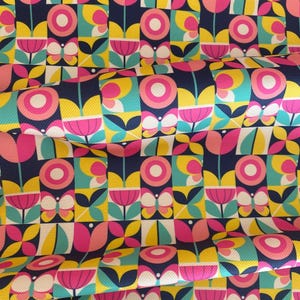 Tessuto floreale vintage rosa, giallo e verde, tessuto per tappezzeria in microfibra tagliato su misura, tessuto per mobili, divani, tende, tovaglie