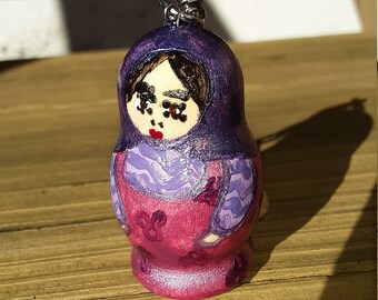 Matryoshka keychain zipperpull ooak