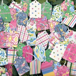 Handmade Colorful Floral & Patterned Gift Tags with strings, set of 20