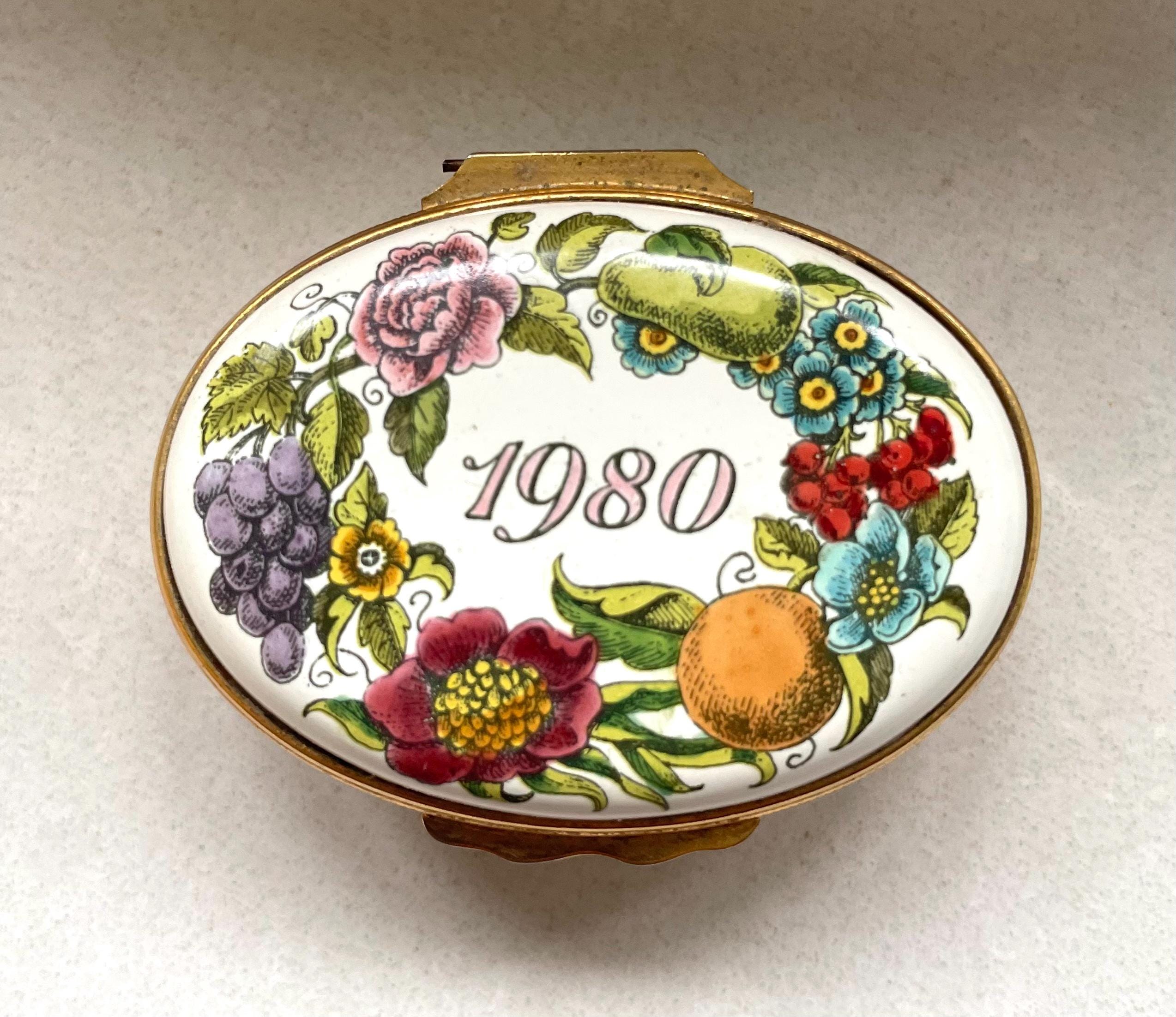 Halcyon Days English Enamel Box Potpourri 1980s Sweet Peas