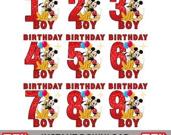 Mickey Mouse Birthday PNG: T-Shirt & Party Decor Clipart (Digital Download)
