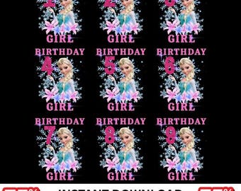 Frozen Elsa Birthday Girl PNG: Snowflake Winter Theme (Digital Download)