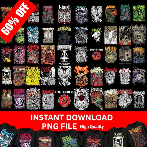 50 Heavy Metal Band Logo PNG 300DPI | Sublimation t-Shirt Design Designs PNG Digital Download