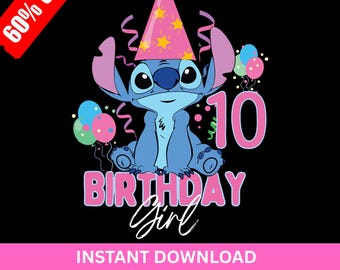 Stitch 6th Birthday PNG: Lilo and Stitch Digital Image (Instant Download