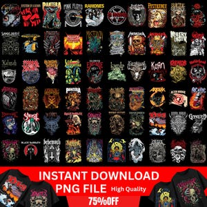 Heavy Metal Band T-Shirt Designs: 60 PNG Files (Digital Download)