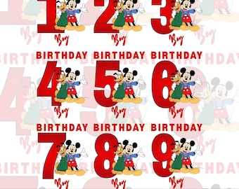 Mickey Mouse Birthday Boy PNG: Iron On Sublimation Design (Digital Download)