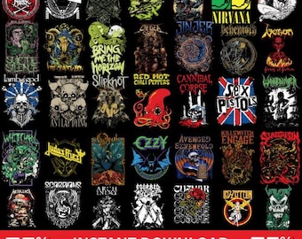 Diseños de camisetas de bandas de metal: Paquete de sublimación DTF (descarga digital)