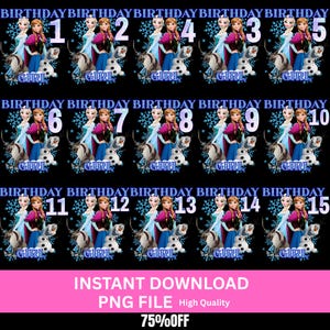 Birthday Frozen PNG, Ana and Elsa Birthday Digital Image, Birthday Girl png, Olaf Birthday Graphic, Instant Download Frozen Birthday