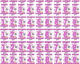 Minnie Mouse de cumpleaños PNG: Transferencia termoadhesiva familiar (Descarga digital)