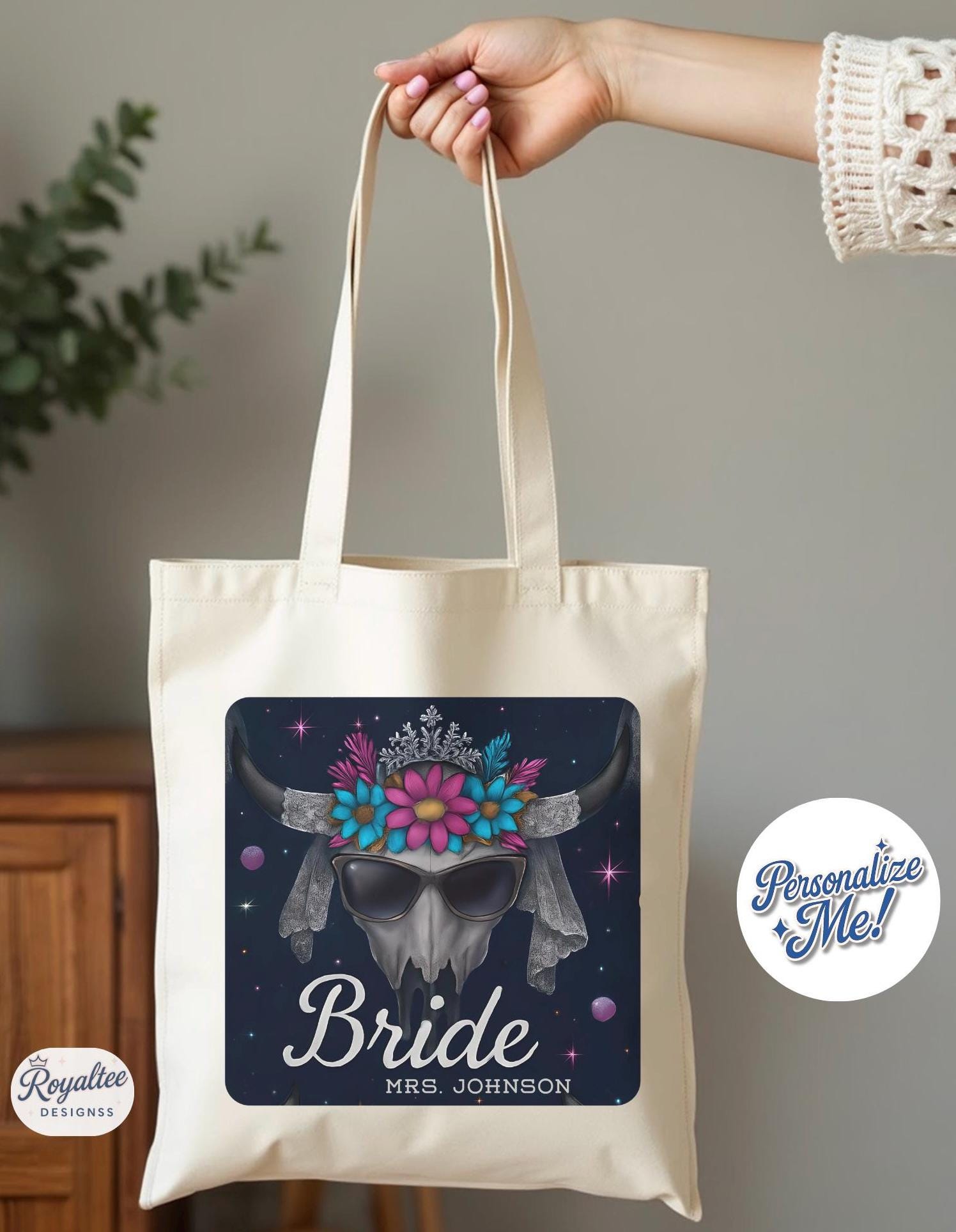 Custom Space Cowgirl Bride Totebag, Disco Cowgirl Vegas Bachelorette Gift, Western Inspired Style, Miss Americana Wedding Must Haves